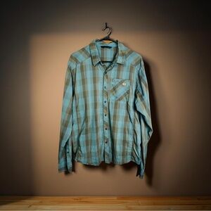 Arc'teryx Peakline Casual Blue and Brown Plaid Button Down Longsleeve Shirt